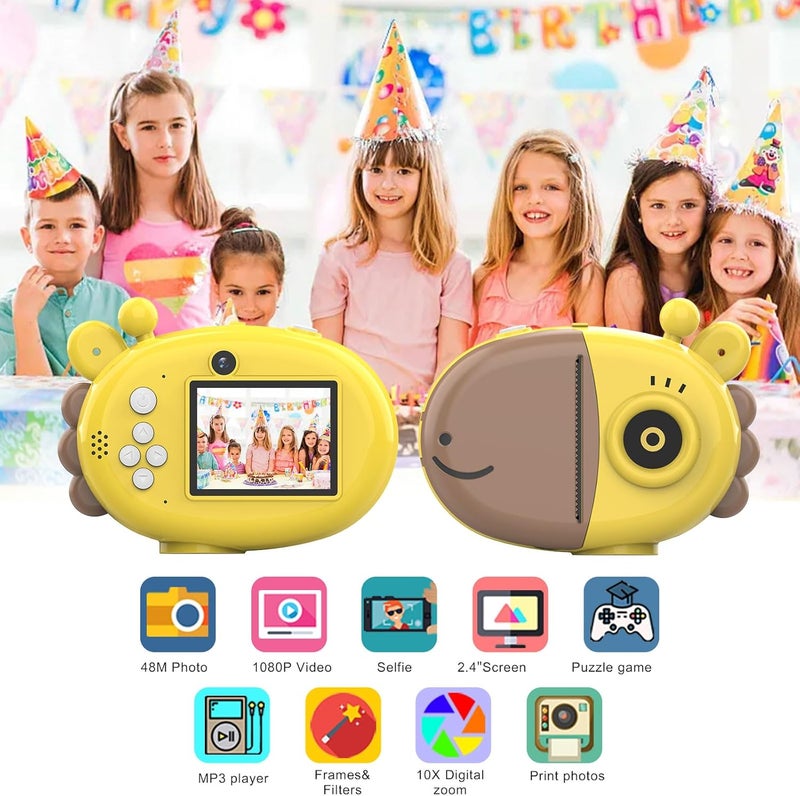 dirphy Instant Camera, Front Rear Dual Selfie Kids Camera with 1080P Videos, Holiday Birthday Gifts for Kids Age 3-12, Toddler Portable Travel Print Digital Camera Toy for 4 5 6 7 8 9 Year Boys Girls - Image 2